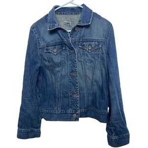 Gap VTG 2002 Blue Denim Trucker Jacket Women Wash Y2K Retro Streetwear Jean M
